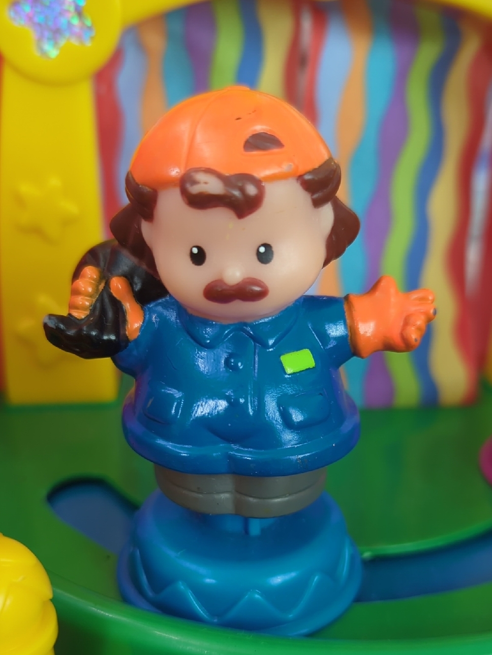Little People - Orange-Accented Blue Worker Figurine Kids Toy
